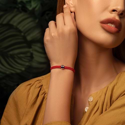 Karma and Luck  Bracelets - Red Womens  -  Essential Peacefulness - Red String Navy Enamel Evil Eye Charm Bracelet