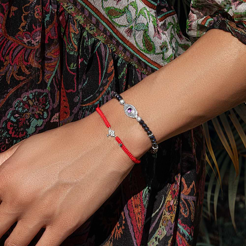 Karma and Luck  Bracelets - Womens  -  Inner Transformation - Hematite Evil Eye Charm Bracelet