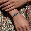 Karma and Luck  Bracelets - Womens  -  Bright Outlook Hematite Evil Eye Charm Bracelet