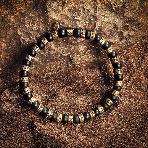 Karma and Luck  Bracelet  -  Conscious Awakening - Matte Onyx Mantra Barrel Bracelet