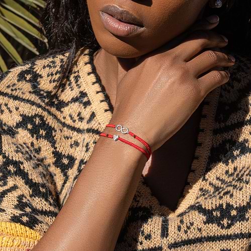 Karma and Luck  Bracelets - Red Womens  -  Protected by Love - Red String Heart Charm Bracelet