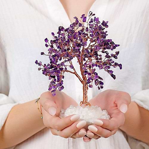 Karma and Luck  Tree of life  -  Grounded in Spirituality - Amethyst Stone Feng Shui Tree