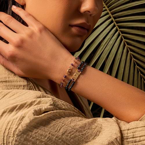 Karma and Luck  Bracelets - Womens  -  Quiet Mind - Elephant Iolite Amethyst Tourmaline Bracelet