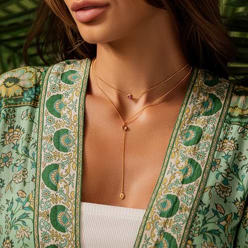 Karma and Luck  Necklaces - Womens  -  Intuitive Strength - Evil Eye Tourmaline Double Layer Necklace