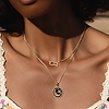 Karma and Luck  Necklace  -  Nocturnal Power - Black Enamel Moon & Stars Necklace