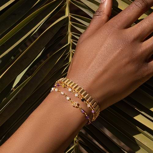 Karma and Luck  Bracelets - Womens  -  Tranquil Voice - Amethyst Rose Quartz Tourmaline Triple Protection Wrap