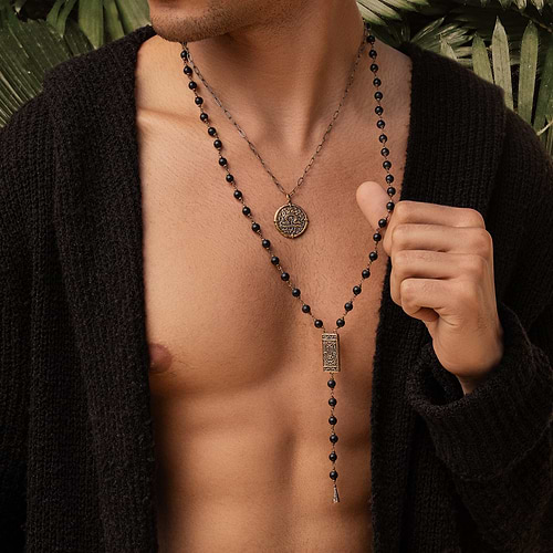 Karma and Luck  Necklaces - Mens  -  Balance Faith Rosary Necklace