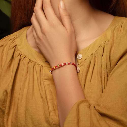 Karma and Luck  Bracelets - Red Womens  -  Invigorated Growth - Multi Stone Chakra Red String Bracelet