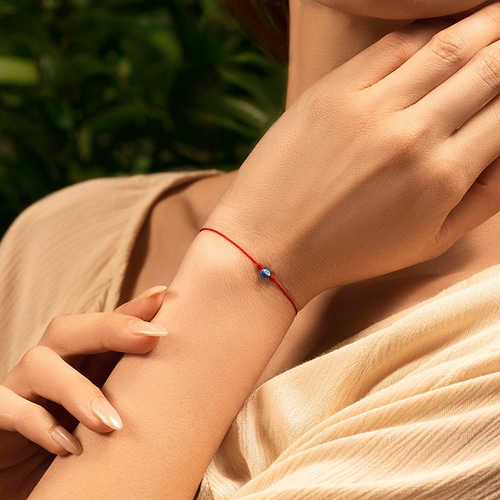 Karma and Luck  Bracelets - Red Womens  -  Super Guardian - Navy Enamel Evil Eye Red String Bracelet