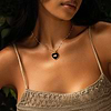 Karma and Luck  Necklaces - Womens  -  Grounded in Love - Black Onyx Heart Diamond Evil Eye Necklace