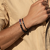 Karma and Luck  Bracelets - Mens  -  Soothing Protection - Amethyst Matte Onyx Evil Eye Charm Bracelet