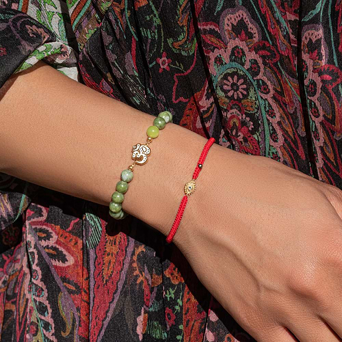 Karma and Luck  Bracelets - Womens  -  Inner Harmony - Jade Stone OM Charm Bracelet